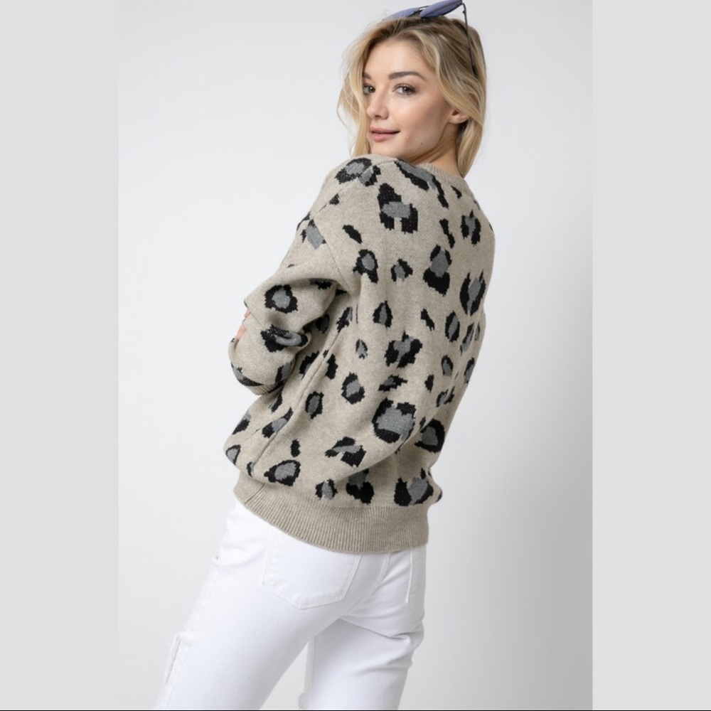 Animal Print Sweater - Oatmeal - Picture 2 of 3